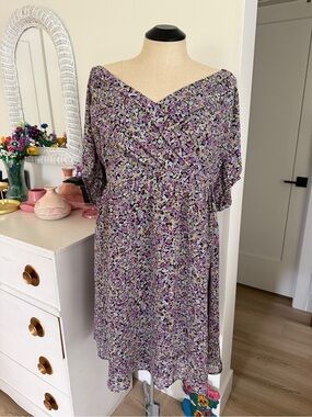 Plus Size Addition Elle Floral V-Neck Dress